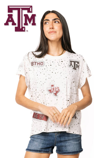 Queen of Sparkles Licensed Texas A&M Multi Scattered Logo Tee