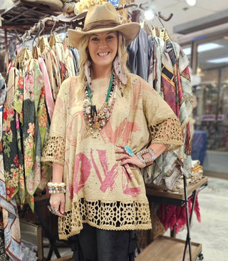 A Rare Bird Love Shirt with Lace Bottom