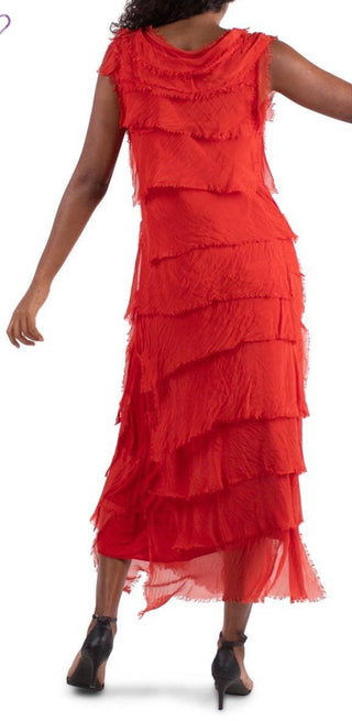 Red Siena Maxi Cha Cha Dress Italian Silk