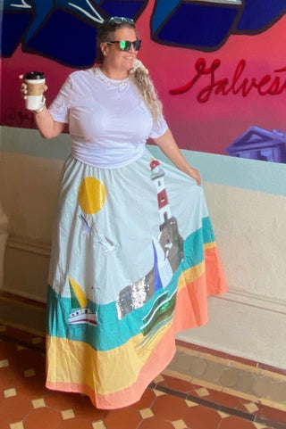 Queen of Sparkles Multi Lighthouse Midi Skirt