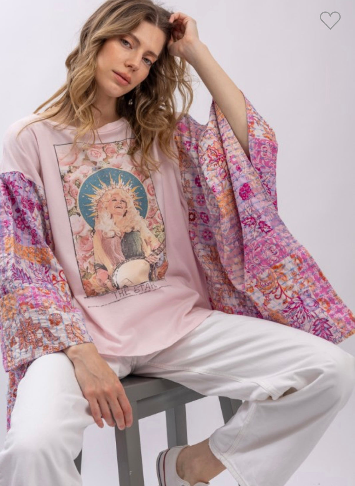 Dolly Pink Poncho Top with Quilted Sleeves