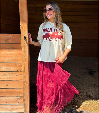 Blooming Maxi Skirt Wine