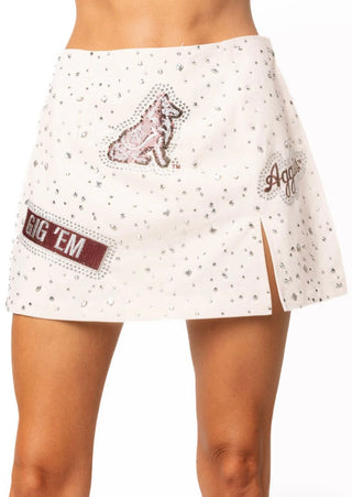 Queen of Sparkles Licensed Texas A&M Multi Rhinestone Scattered Logo Skirt
