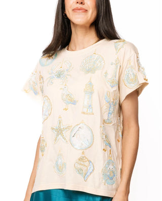 Queen of Sparkles Ivory Beach Sea Shell Ornament Tee