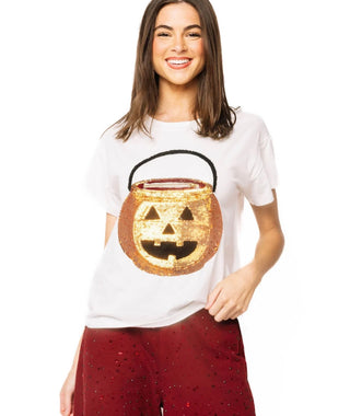 Queen of Sparkles White Functioning Pumpkin Bucket Tee