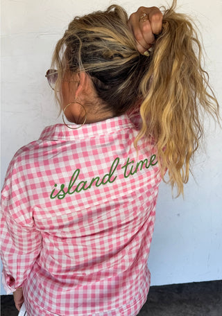 Pink Gingham Lounge Vacay Top
