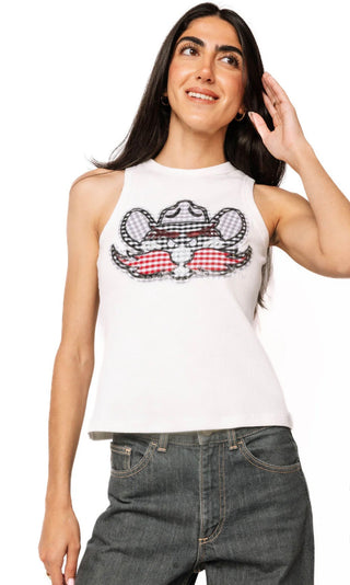 Queen of Sparkles Licensed Texas Tech Gingham Mascot Tank