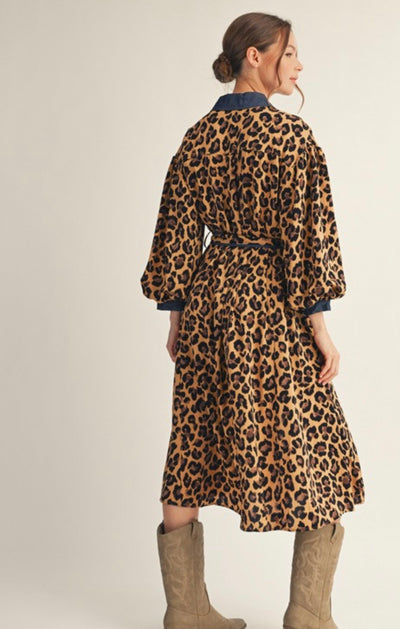 Animal Print Button Dress