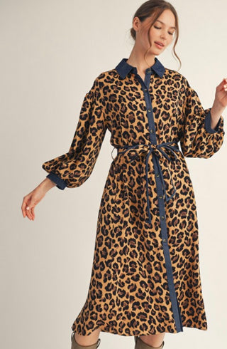 Animal Print Button Dress