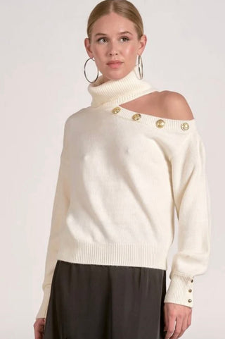 White Sweater with Open Shoulder