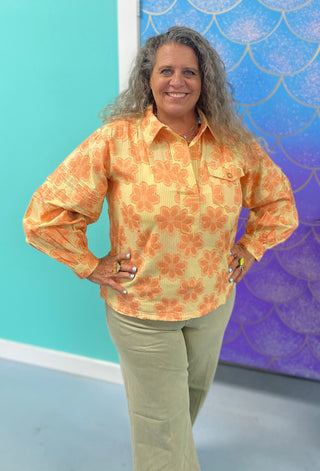 Ivy Jane Jacquard Stripe Shirt in Citron