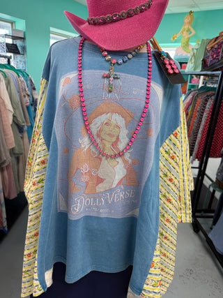 Dolly in Blue Quilted Sleeve Poncho Top