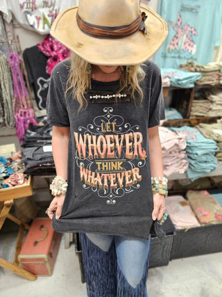 Let Whoever Say Whatever Tee With Rhinestones