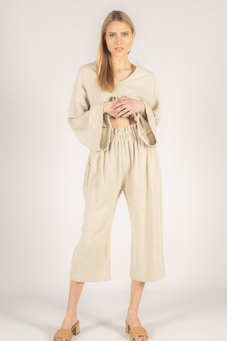 Sand Linen Culotte Pant