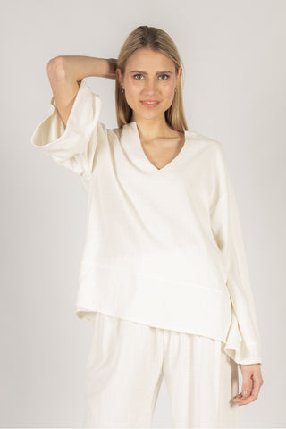 Ivory Summer Linen Sweater Top