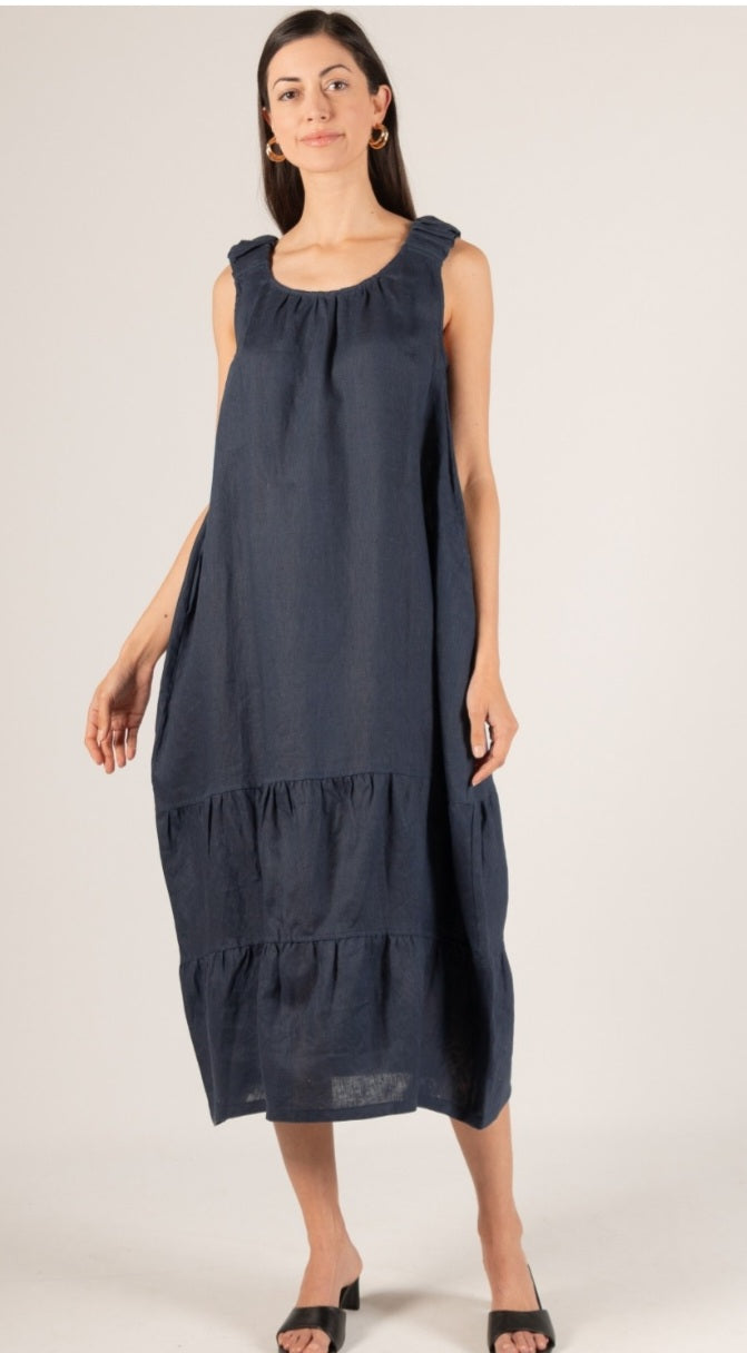 Navy Linen Harem Dress