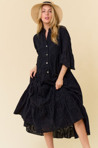 Garden Party Black Eyelet Dress