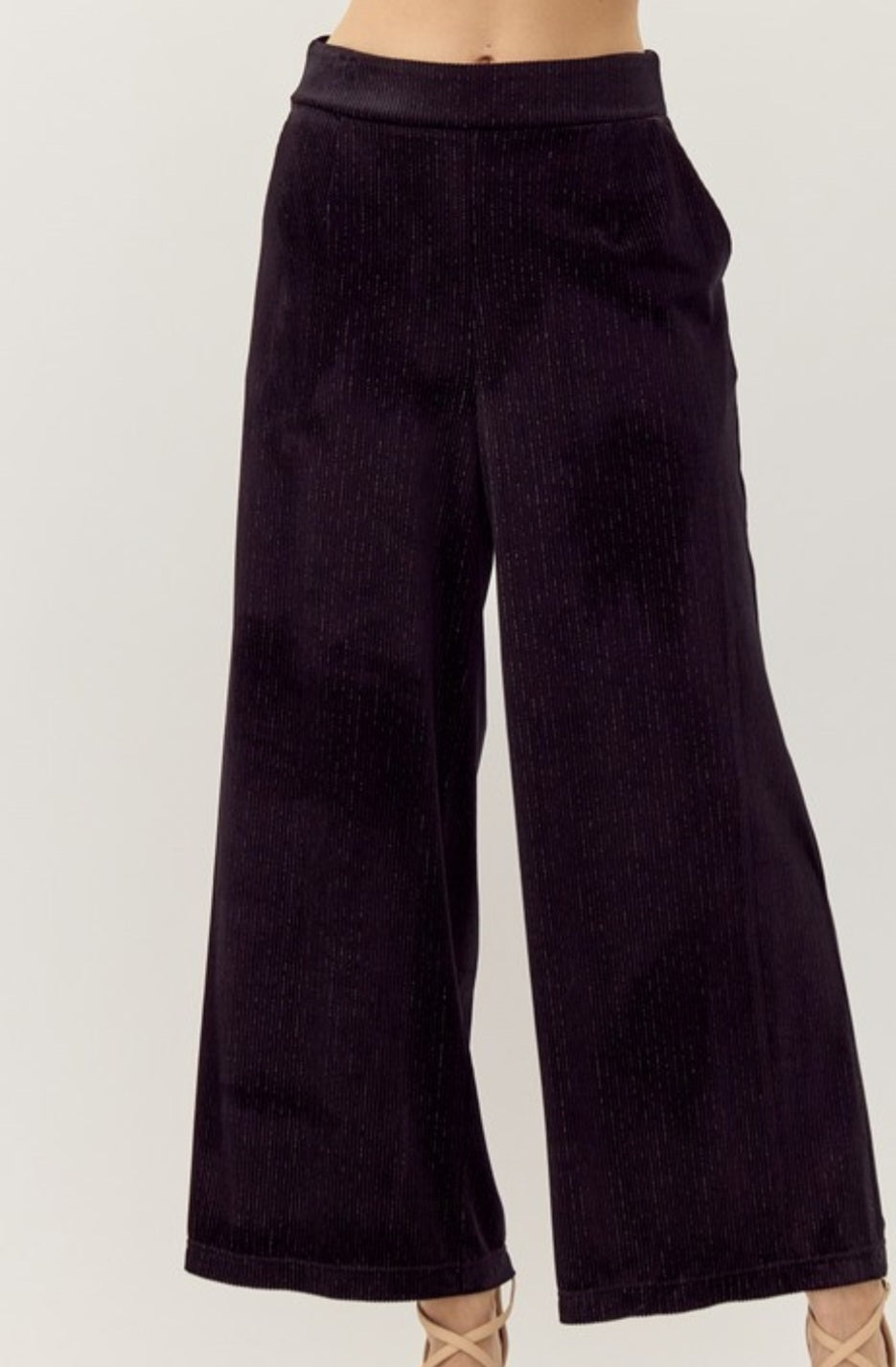 Black Velvet Wide Leg Pant