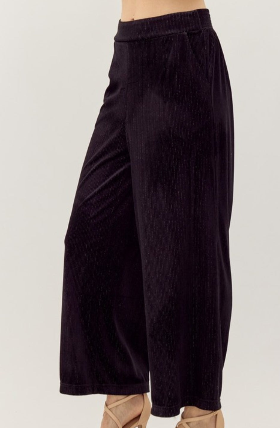 Black Velvet Wide Leg Pant