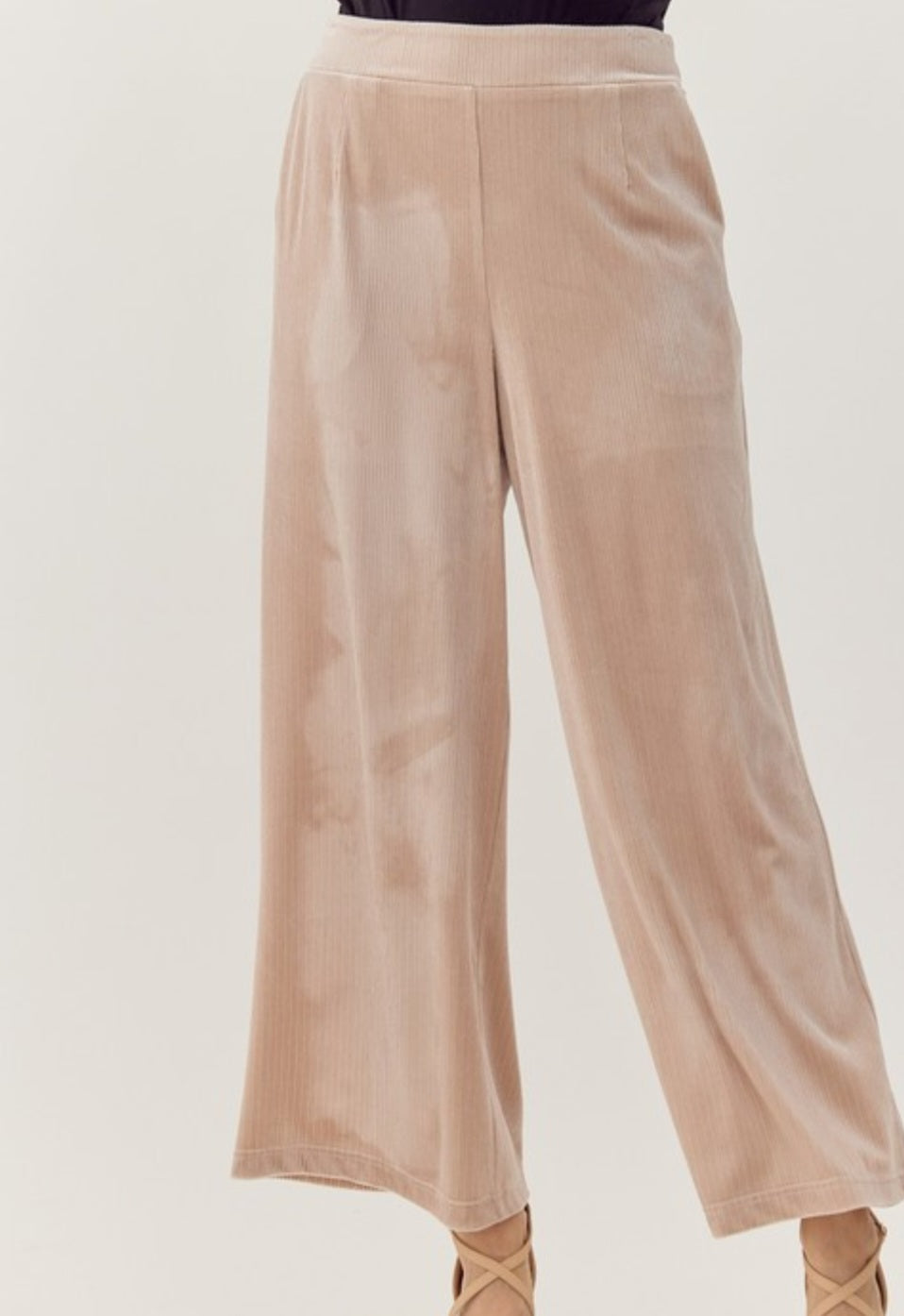 Champagne Velvet Wide Leg Pant