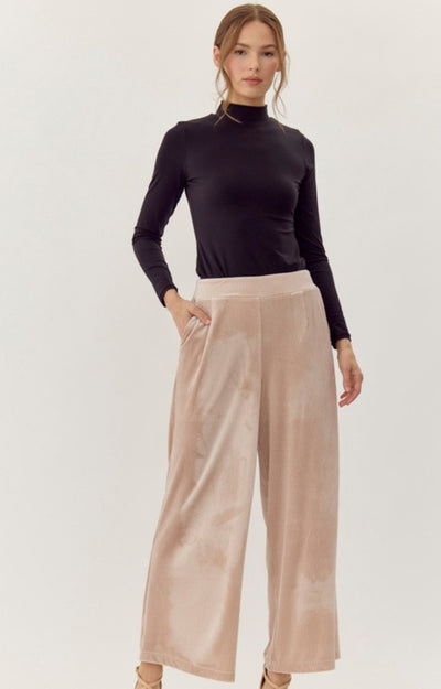 Champagne Velvet Wide Leg Pant