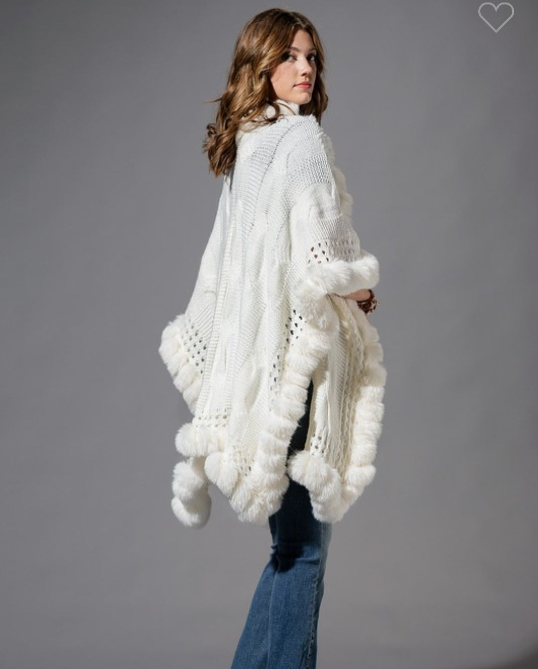 Ivory Cape with Faux Fur Trim