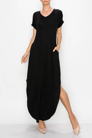 V neck dolman maxi with pocket