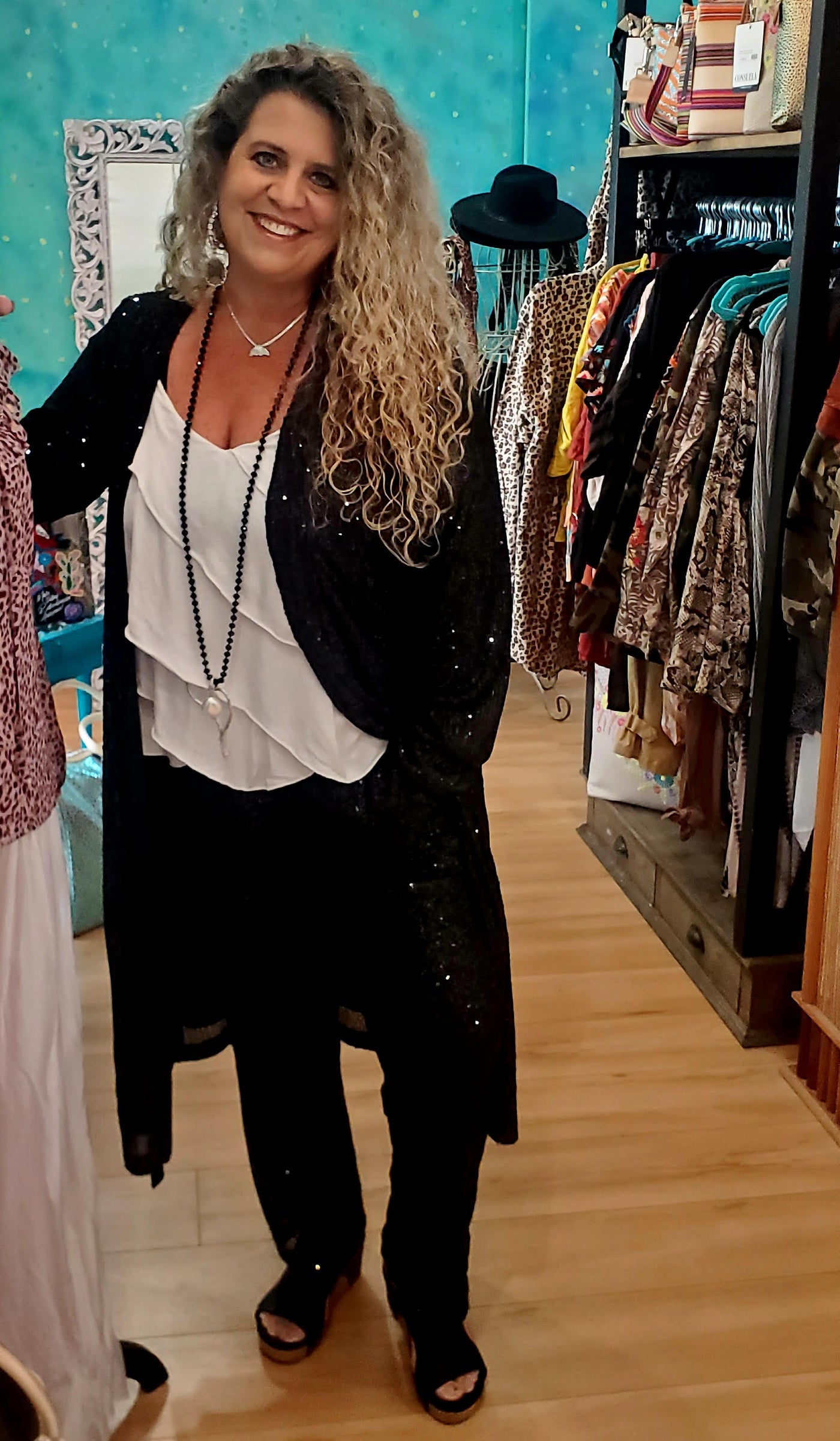 Black All Sequin Duster